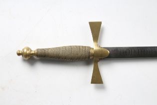 An early 20th century Masonic Knights Templar dress sword with double-edged blade, blade length