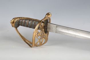 A Victorian 1845 pattern officer’s dress sword by Caters, 56 Pall Mall, London, with slightly curved