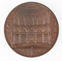 A large late 19th century bronze medallion by J.S. & A.B. Wyon celebrating ‘The New Council Chamber,