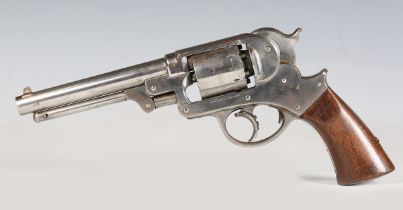 A .44 six-shot percussion revolver by Starr Arms Co with sighted barrel, barrel length 15cm, the