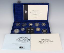 An Elizabeth II Royal Mint United Kingdom Millennium Silver Collection deluxe proof thirteen-coin