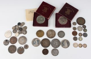 A collection of 19th and 20th century silver and silver nickel coinage, including two Victoria