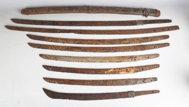 A collection of various 19th and early 20th century Japanese katana and tanto blades, length of