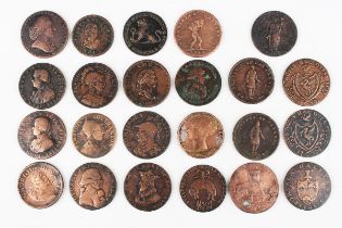 A collection of 18th century and other tokens and bank tokens (most cleaned and polished).Buyer’s