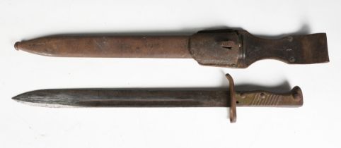 A First World War period German EB44 Ersatz bayonet with single-edged fullered blade, blade length