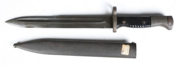 An unusual Israeli army issue German K98 bayonet with single-edged fullered blade, blade length 24.