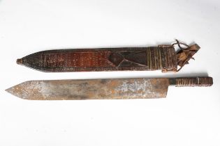 A late 19th century North African machete with English spear-tip wide-section blade, blade length