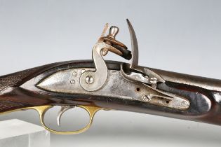 A British East India Company flintlock blunderbuss with flared steel barrel, barrel length 43cm, the