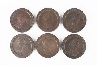 A group of six George III cartwheel twopences, all 1797.Buyer’s Premium 29.4% (including VAT @