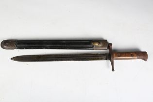 An Italian M1891 Mannlicher-Carcano bayonet by C. Gnutti, with single-edged fullered blade, blade