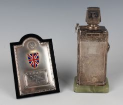 A rare Elizabeth II silver novelty table lighter in the form of a TT Regent petrol pump with