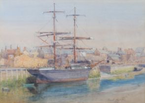 Brook Harrison – ‘Suters Yard, Shoreham’, watercolour, signed and dated 1909 recto, titled label