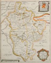 Richard Blome – ‘A Mapp of Bedfordshire with its Hundreds’, 17th century engraving with later hand-