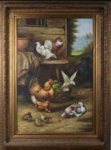 After Edgar Hunt – Feathered Friends, 20th century oil on canvas, 90cm x 60cm, within a gilt resin