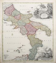 Johann Homann - ‘Novibima & Exactibima Totivs Regni Neapolis’ (Map of Italy), 18th century engraving