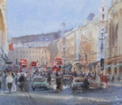 Roy Hammond – ‘Regent Street, London’, 20th century watercolour with gouache, signed and dated ’98