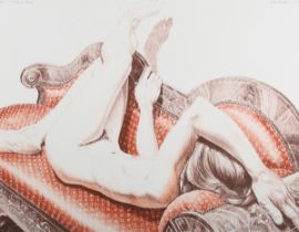 Philip Pearlstein – Nude on Chaise, lithograph in colours, signed, titled, dated 1978 and