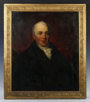 British School – Half Length Portrait of a Gentleman wearing a White Stock and Black Jacket, 19th