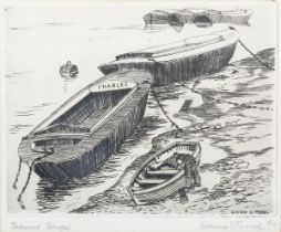 Sydney Ferris – ‘Thames Barges’, early 20th century etching, signed, titled and editioned 6/75 in
