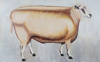 British Primitive and Naïve School – Study of a Texel Sheep, 20th century oil on canvas, 99.5cm x