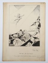 Joseph Lee – ‘London laughs: figure skating championships’, 20th century pen with ink on card,