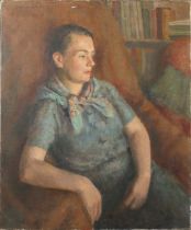 Walter Percy Woodington – ‘Mrs Douglas Garman’, 20th century oil on canvas, signed and dated ’44