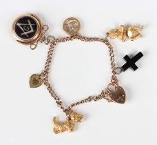 A gold curblink bracelet with a gold heart shaped padlock clasp, detailed '9', fitted with six