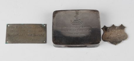 A George V silver vesta case, the lid crest engraved above inscription 'Dock Battn King's