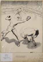 Joseph Lee – ‘London laughs: among the Boxers’, 20th century pen with ink on card, signed and