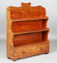 A 19th century mahogany three-tier waterfall open bookcase, fitted with a single drawer, height