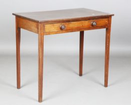 A Regency mahogany side table, fitted with a singe frieze drawer, height 72cm, width 82cm, depth