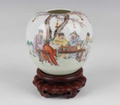 A Chinese famille rose enamelled porcelain water coupe, mark of Hongxian and possibly of the period,