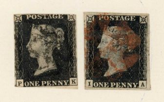 World stamps in two albums with Great Britain 1840 1d black (2), plus three box files of postal