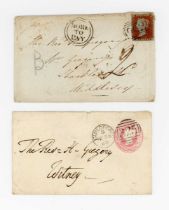 World stamps in two albums and group of Great Britain 1840-1860s covers with 1d reds, stationery