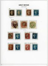 Great Britain stamp collection in printed Davo album from 1840-1970 with 1d black and 2d blue,