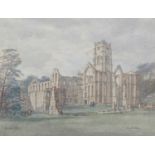 Henry George Rushbury – ‘Fountains Abbey’, early 20th century watercolour with ink, signed and
