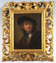 Florentine School, after Rembrandt – Self Portrait as a Young Man, 19th century oil on board,