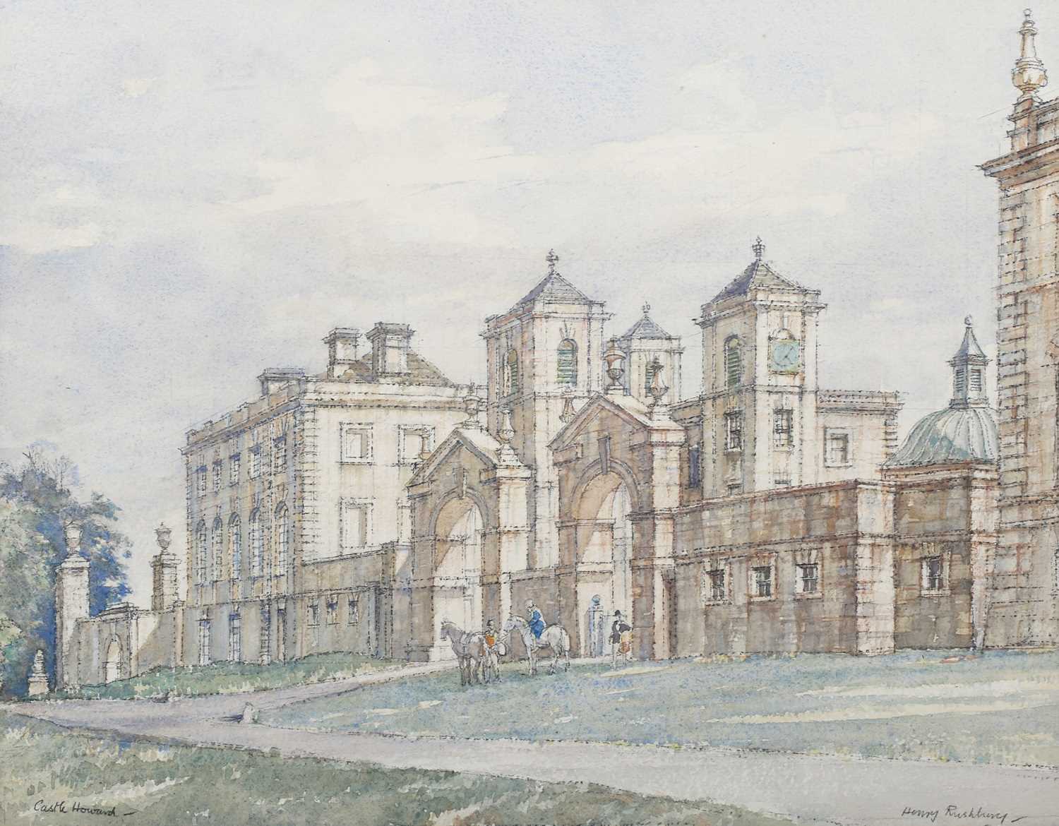 Henry George Rushbury – ‘Castle Howard’, early 20th century watercolour with ink, signed and titled,