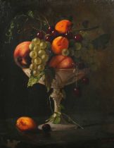 Georges Annen – Still Life with Peaches, Grapes and Cherries on a Tazza, 19th century oil on canvas,