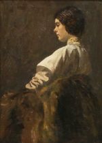 Margaret Neame – Portrait of a seated Young Lady, early 20th century oil on canvas, 75cm x 54cm,