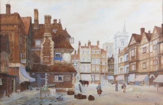 James Lawson Stewart – St Albans, late 19th/early 20th century watercolour, signed, 64cm x 98.5cm,