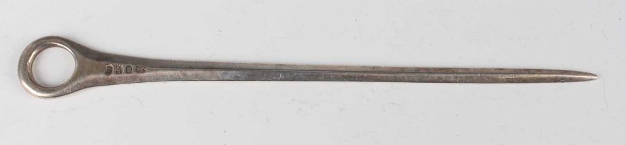 A George III silver meat skewer with ring terminal, London 1792, no maker's mark, weight 55.5g,