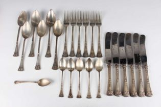 A late 19th/early 20th century Austro-Hungarian part canteen of .800 silver cutlery, each tapering