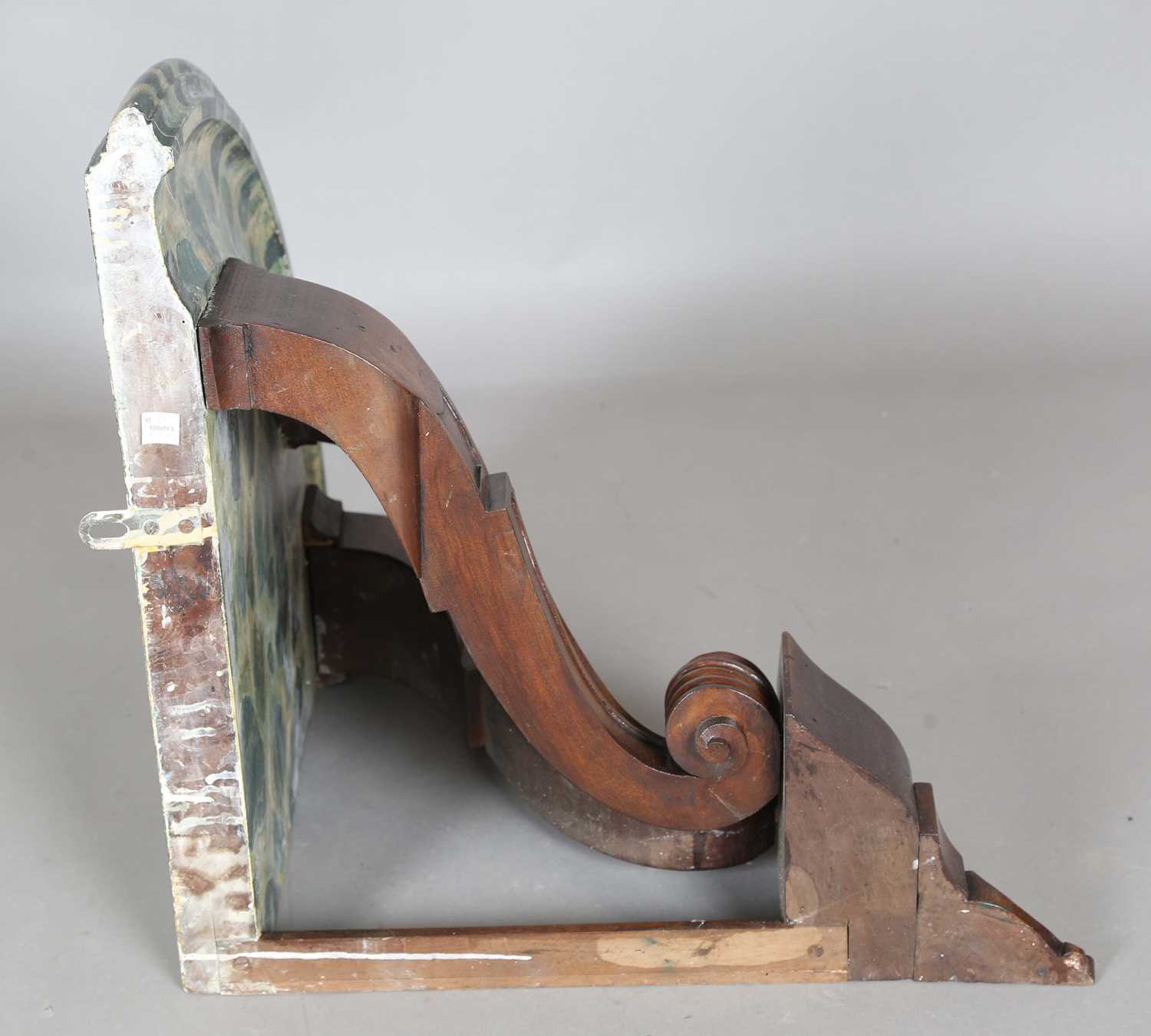 A late 19th century walnut corner wall bracket with a painted faux marble top, height 48cm, width - Image 9 of 9