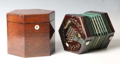 A 19th century forty-eight button concertina by Louis Lachenal, serial number '18321', the pierced
