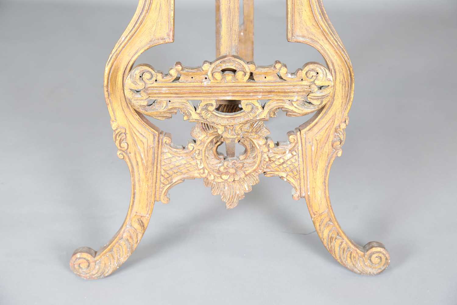 A 20th century rococo style carved wooden easel, height 181cm, width 65cm. - Image 6 of 13