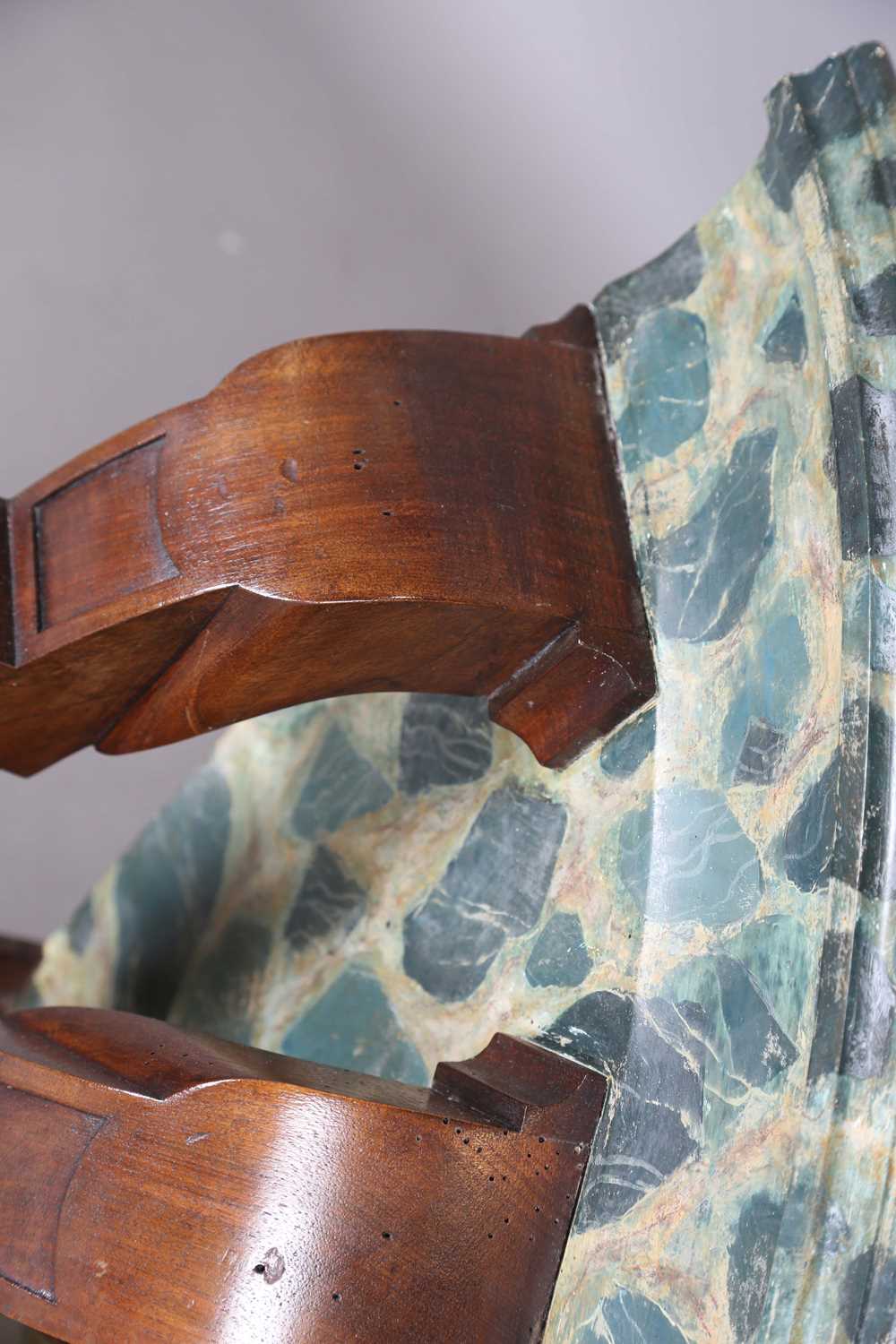 A late 19th century walnut corner wall bracket with a painted faux marble top, height 48cm, width - Image 5 of 9