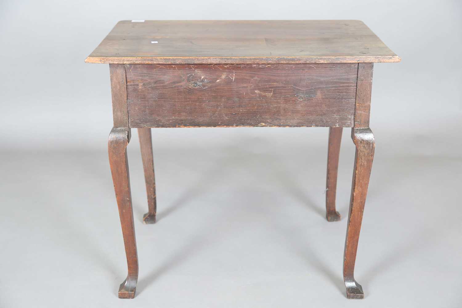 An 18th century elm side table, the single drawer later carved with flowerheads, height 70cm, - Image 13 of 14