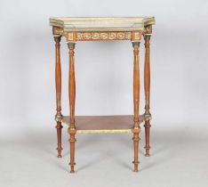 An early 20th century French Louis XVI style mahogany and gilt metal mounted two-tier side table,