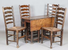 An 18th century provincial oak gateleg breakfast table, height 70cm, length 96cm, depth 96cm,